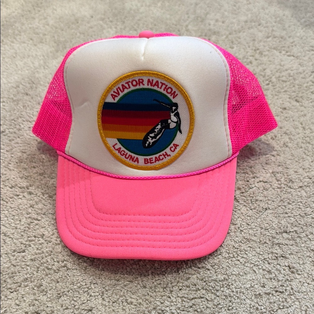 Aviator Nation Pink and White Cap
